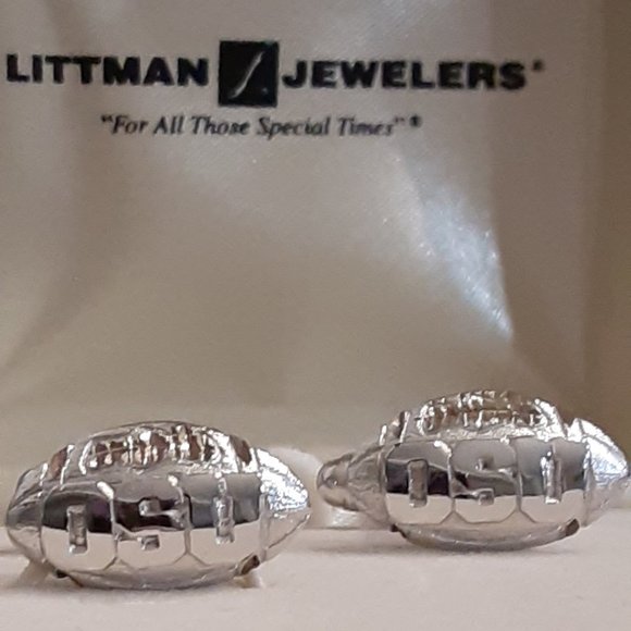 Ohio State University Football Silver Cufflinks - Picture 1 of 4